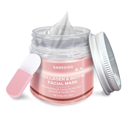 Collagen Night Wrapping Mask Peel-Off Overnight Collagen Face Mask - Deeply Hydrates & Firming & Glowy - Reduce Sagging & Wrinkle for Glowing Skin 2.12 Fl.Oz with Mask Applicator